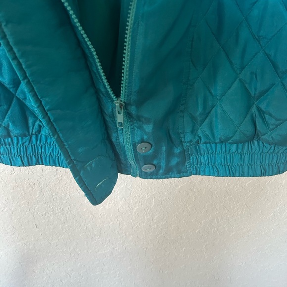 Vintage Signature Teal Quilted Bomber Zip-Up Jacket, Lightweight Bomber Size M - Picture 5 of 7